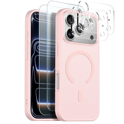 NORTHJO 5 in 1 Set for iPhone 17 Pro Max Magnetic Case Translucent Matte Shockproof Phone Cover with 2Pcs Front Screen Protector + 2Pcs Lens Film