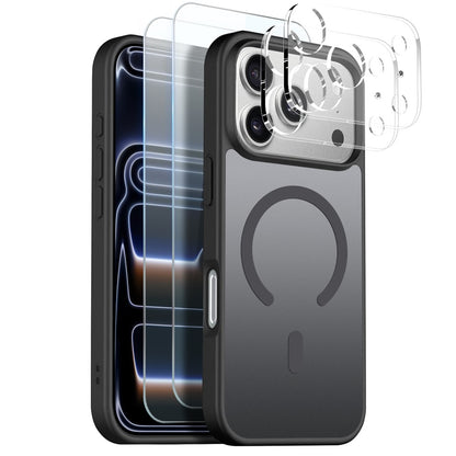 NORTHJO 5 in 1 Set for iPhone 17 Pro Max Magnetic Case Translucent Matte Shockproof Phone Cover with 2Pcs Front Screen Protector + 2Pcs Lens Film