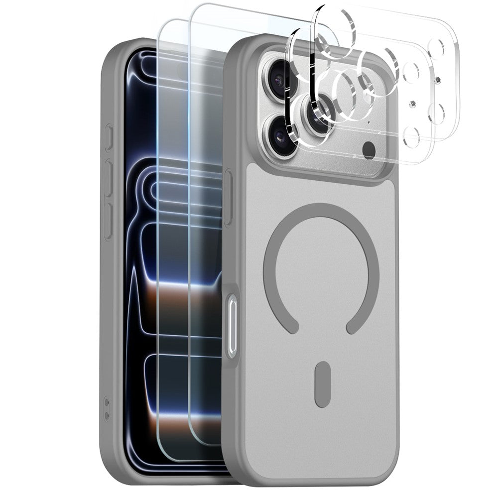 NORTHJO 5 in 1 Set for iPhone 17 Pro Max Magnetic Case Translucent Matte Shockproof Phone Cover with 2Pcs Front Screen Protector + 2Pcs Lens Film