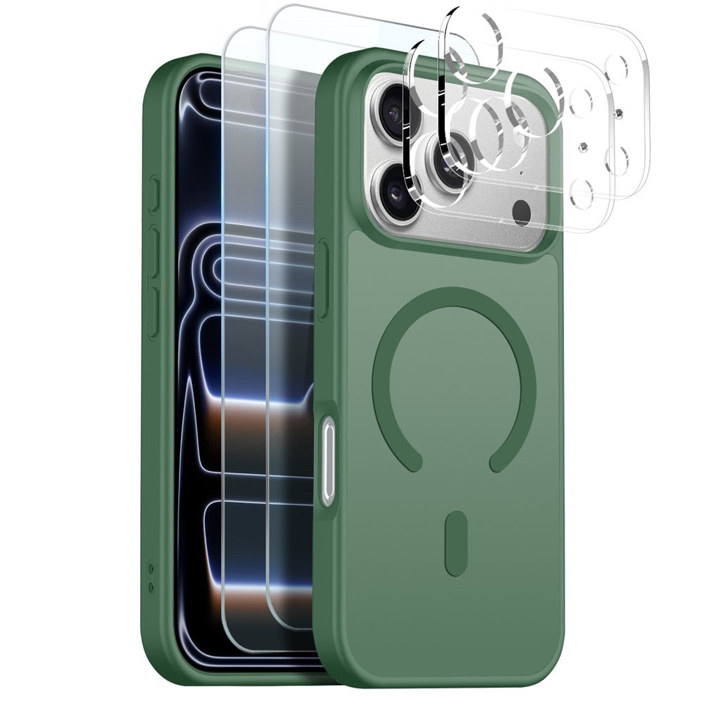 NORTHJO 5 in 1 Set for iPhone 17 Pro Max Magnetic Case Translucent Matte Shockproof Phone Cover with 2Pcs Front Screen Protector + 2Pcs Lens Film