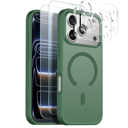 NORTHJO 5 in 1 Set for iPhone 17 Pro Max Magnetic Case Translucent Matte Shockproof Phone Cover with 2Pcs Front Screen Protector + 2Pcs Lens Film