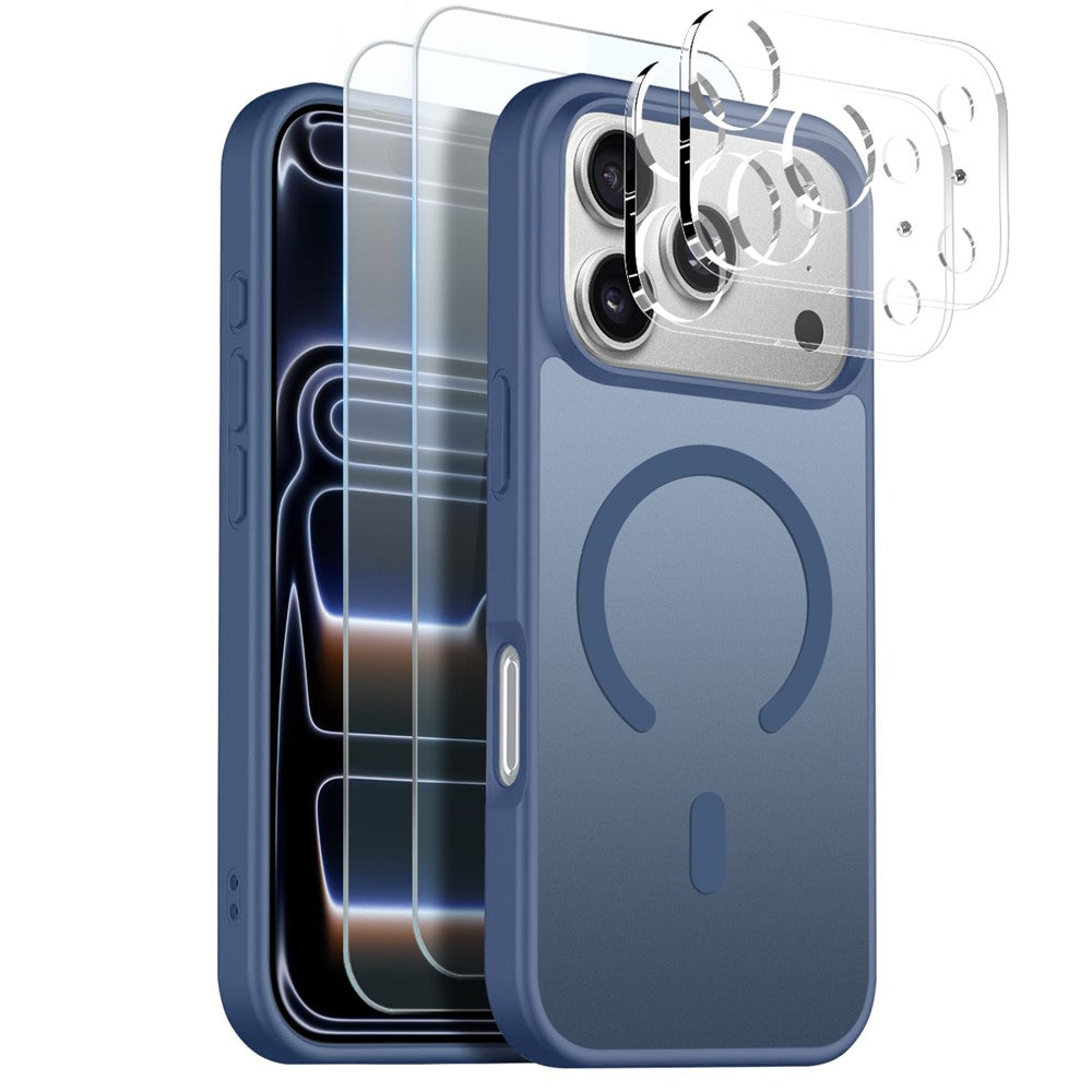 NORTHJO 5 in 1 Set for iPhone 17 Pro Max Magnetic Case Translucent Matte Shockproof Phone Cover with 2Pcs Front Screen Protector + 2Pcs Lens Film