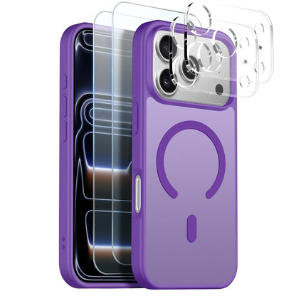 NORTHJO 5 in 1 Set for iPhone 17 Pro Max Magnetic Case Translucent Matte Shockproof Phone Cover with 2Pcs Front Screen Protector + 2Pcs Lens Film