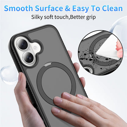 For iPhone 17 Magnetic Case Matte TPU Shockproof Phone Cover with Kickstand and Tempered Glass