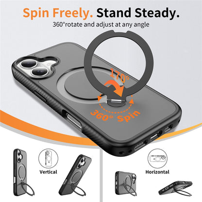 For iPhone 17 Magnetic Case Matte TPU Shockproof Phone Cover with Kickstand and Tempered Glass