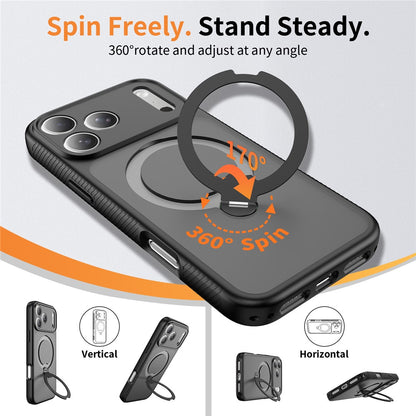 For iPhone 17 Pro Max Magnetic Case Matte TPU Shockproof Phone Cover with Kickstand and Tempered Glass