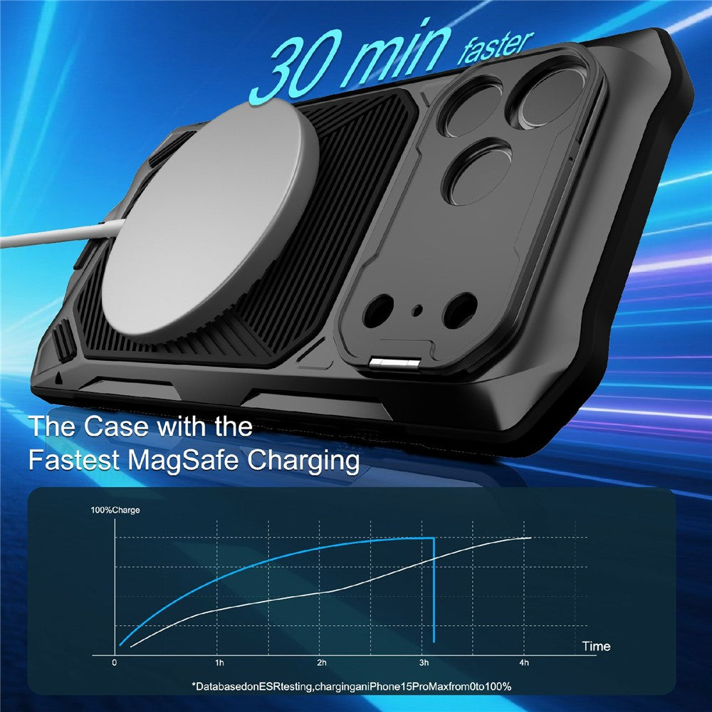For iPhone 17 Pro Max Magnetic Case Military Grade Shockproof Metal Silicone Cover with Lens Frame Kickstand