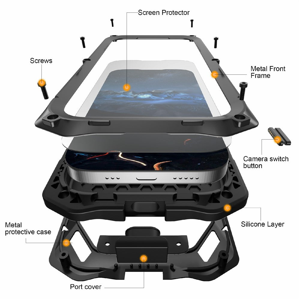 For iPhone 17 Pro Max Magnetic Case Military Grade Shockproof Metal Silicone Cover with Lens Frame Kickstand