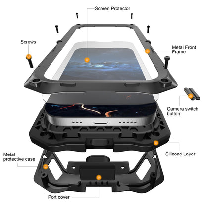 For iPhone 17 Pro Magnetic Case Military Grade Shockproof Metal Silicone Cover with Lens Frame Kickstand