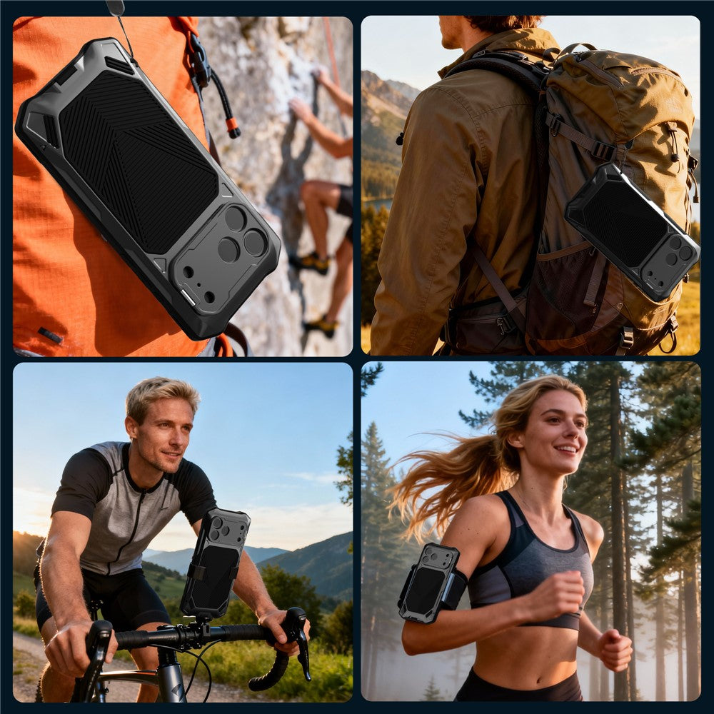 For iPhone 17 Pro Magnetic Case Military Grade Shockproof Metal Silicone Cover with Lens Frame Kickstand