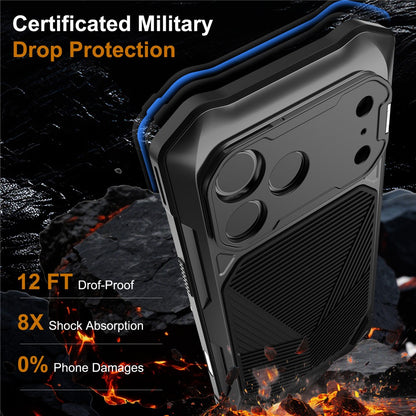 For iPhone 17 Pro Magnetic Case Military Grade Shockproof Metal Silicone Cover with Lens Frame Kickstand