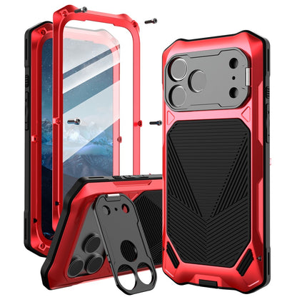 For iPhone 17 Pro Magnetic Case Military Grade Shockproof Metal Silicone Cover with Lens Frame Kickstand