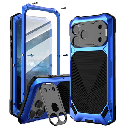 For iPhone 17 Pro Magnetic Case Military Grade Shockproof Metal Silicone Cover with Lens Frame Kickstand