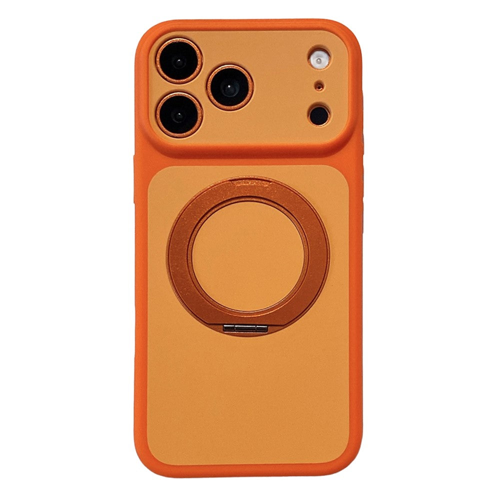 For iPhone 17 Pro Cell Phone Case with 360° Rotating Ring Kickstand Skin-feel Shockproof PC TPU Protective Cover