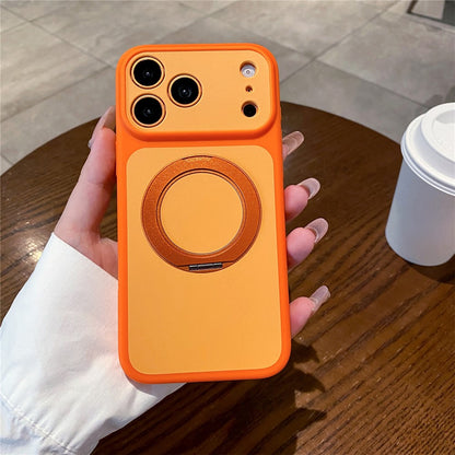 For iPhone 17 Pro Cell Phone Case with 360° Rotating Ring Kickstand Skin-feel Shockproof PC TPU Protective Cover