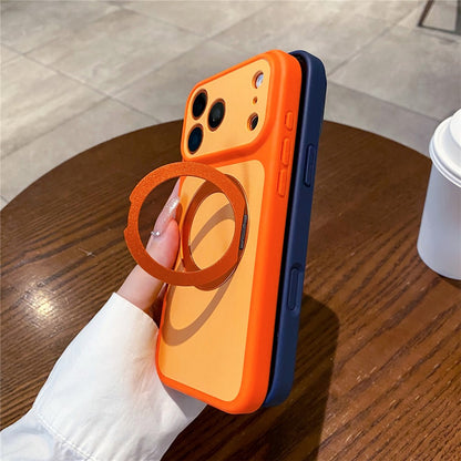 For iPhone 17 Pro Cell Phone Case with 360° Rotating Ring Kickstand Skin-feel Shockproof PC TPU Protective Cover