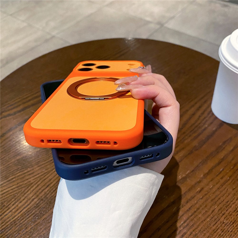 For iPhone 17 Pro Cell Phone Case with 360° Rotating Ring Kickstand Skin-feel Shockproof PC TPU Protective Cover
