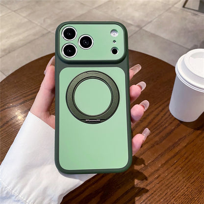 For iPhone 17 Pro Cell Phone Case with 360° Rotating Ring Kickstand Skin-feel Shockproof PC TPU Protective Cover