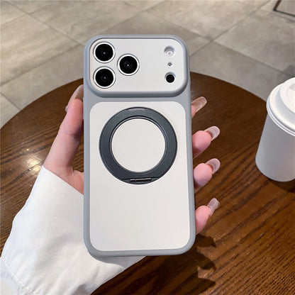 For iPhone 17 Pro Cell Phone Case with 360° Rotating Ring Kickstand Skin-feel Shockproof PC TPU Protective Cover