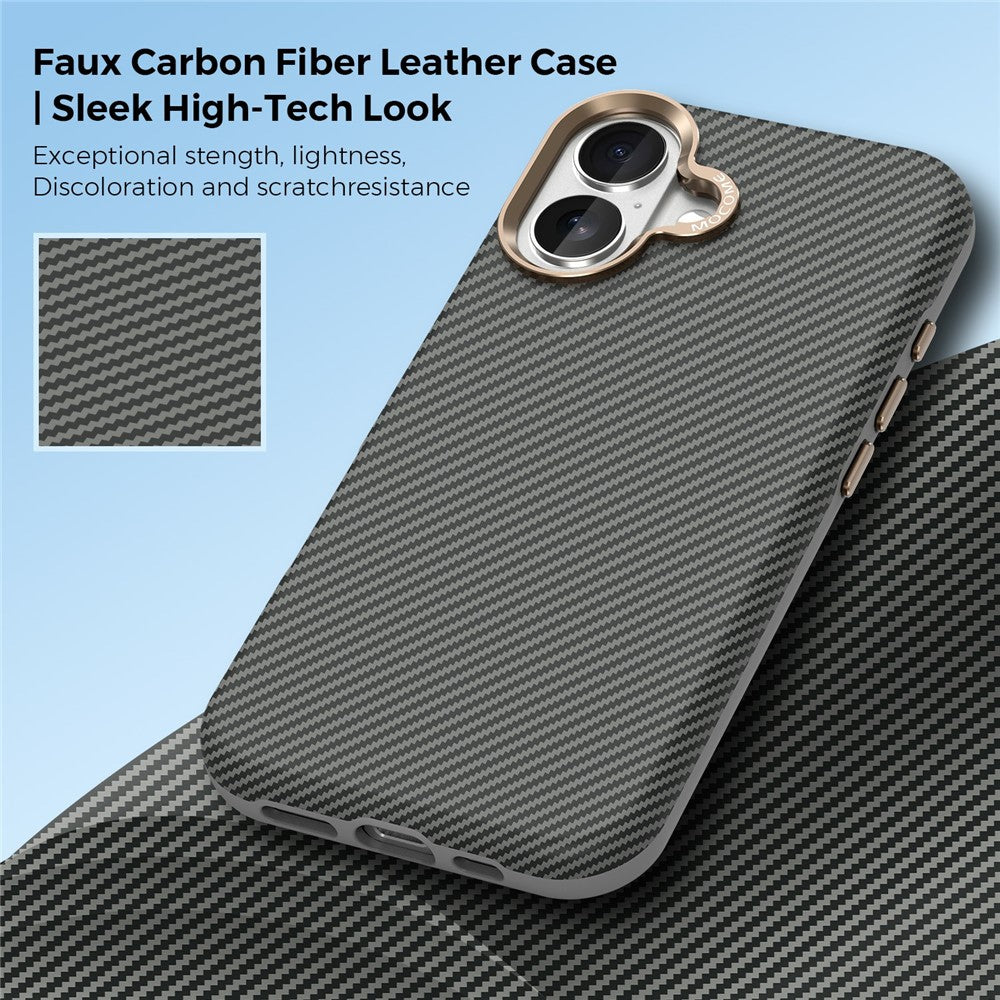 For iPhone 17 Case Compatible with MagSafe Carbon Fiber Texture Shockproof Leather TPU PC Protective Cover