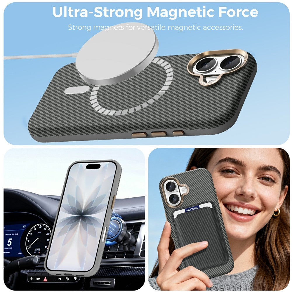 For iPhone 17 Case Compatible with MagSafe Carbon Fiber Texture Shockproof Leather TPU PC Protective Cover