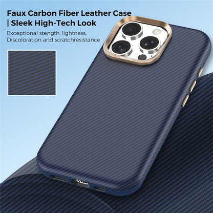 For iPhone 16 Pro Max Case Compatible with MagSafe Carbon Fiber Texture Shockproof Leather TPU PC Protective Cover