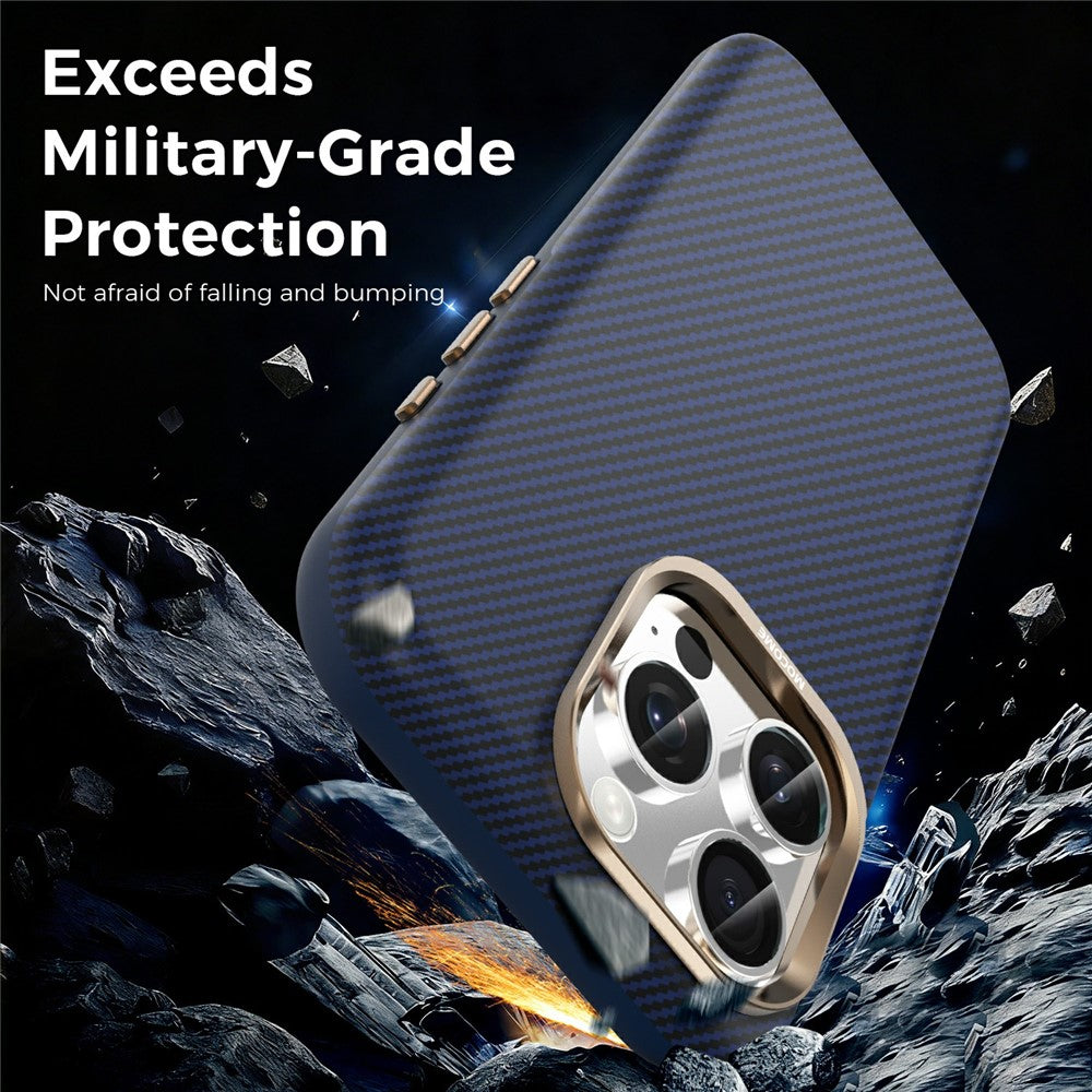 For iPhone 16 Pro Max Case Compatible with MagSafe Carbon Fiber Texture Shockproof Leather TPU PC Protective Cover