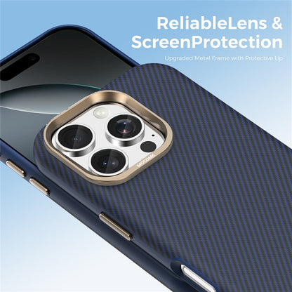 For iPhone 16 Pro Max Case Compatible with MagSafe Carbon Fiber Texture Shockproof Leather TPU PC Protective Cover