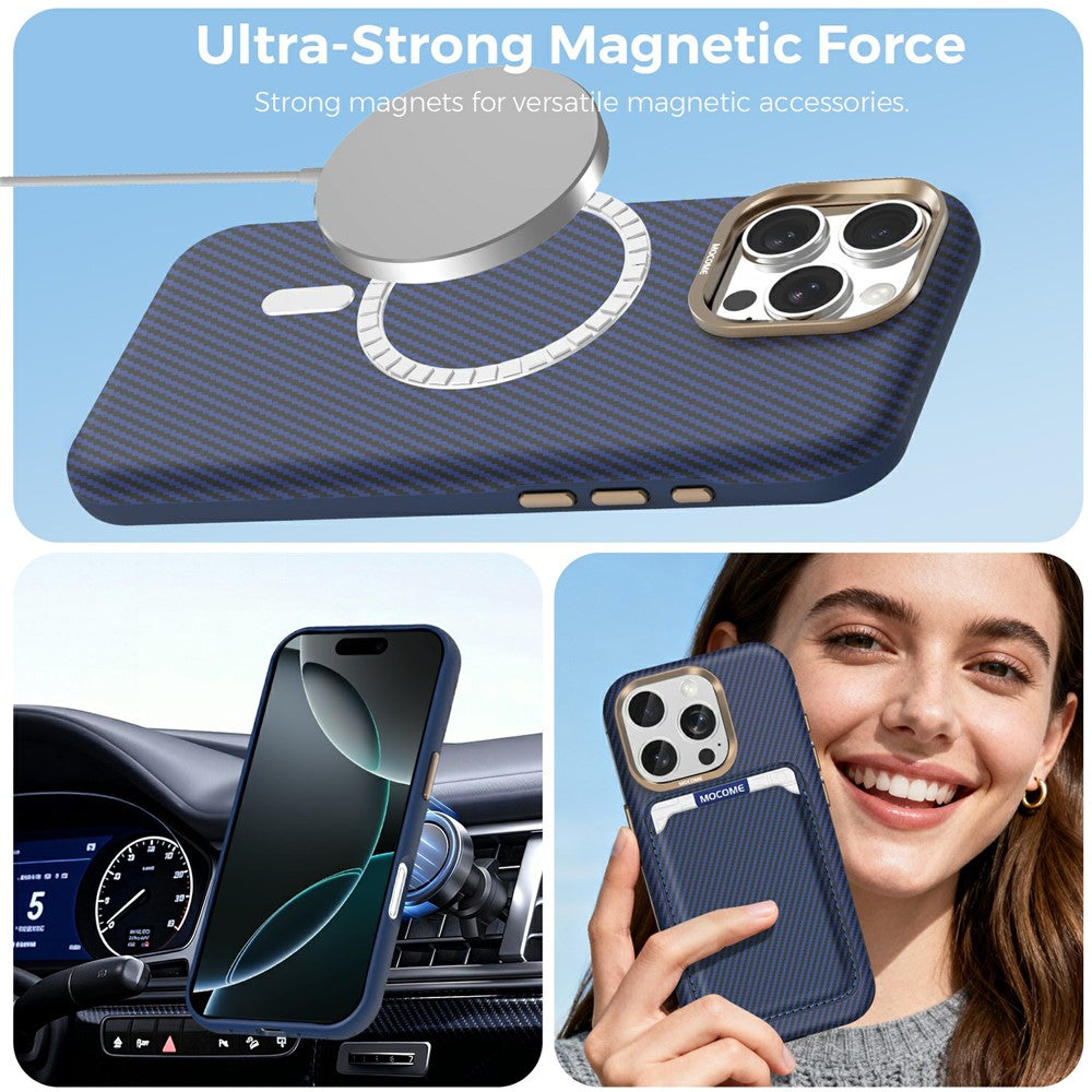 For iPhone 16 Pro Max Case Compatible with MagSafe Carbon Fiber Texture Shockproof Leather TPU PC Protective Cover