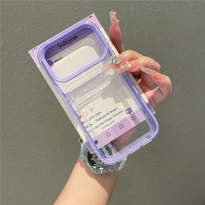 For iPhone 17 Pro Clear Case with Transparent Card Holder Shockproof PC TPU Protective Cover