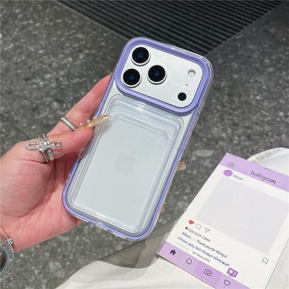 For iPhone 17 Pro Clear Case with Transparent Card Holder Shockproof PC TPU Protective Cover