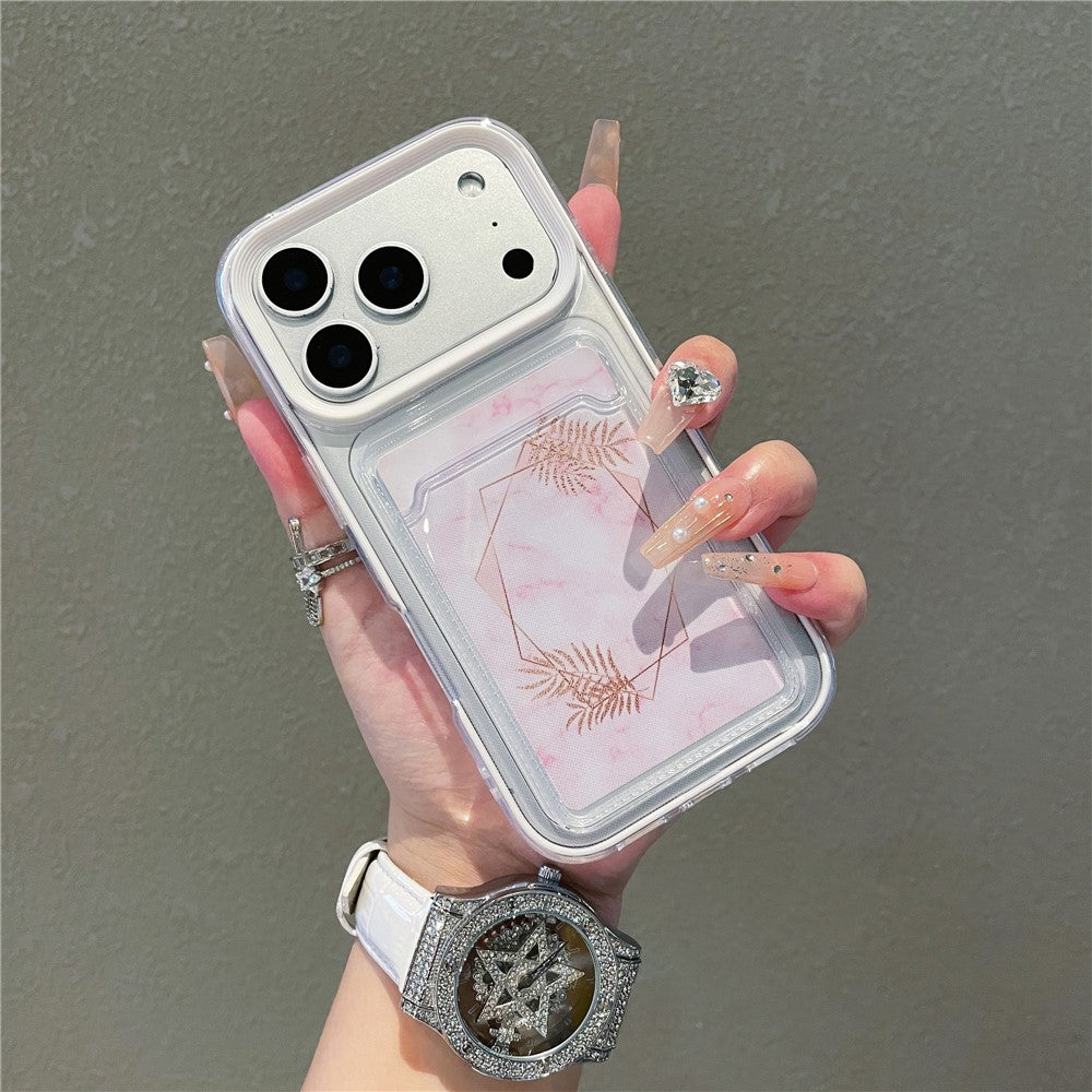 For iPhone 17 Pro Clear Case with Transparent Card Holder Shockproof PC TPU Protective Cover