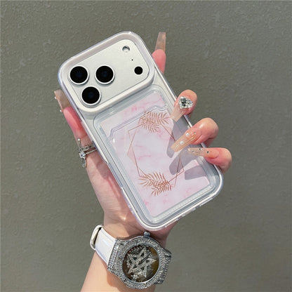 For iPhone 17 Pro Clear Case with Transparent Card Holder Shockproof PC TPU Protective Cover