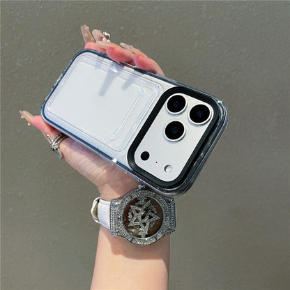 For iPhone 17 Pro Clear Case with Transparent Card Holder Shockproof PC TPU Protective Cover