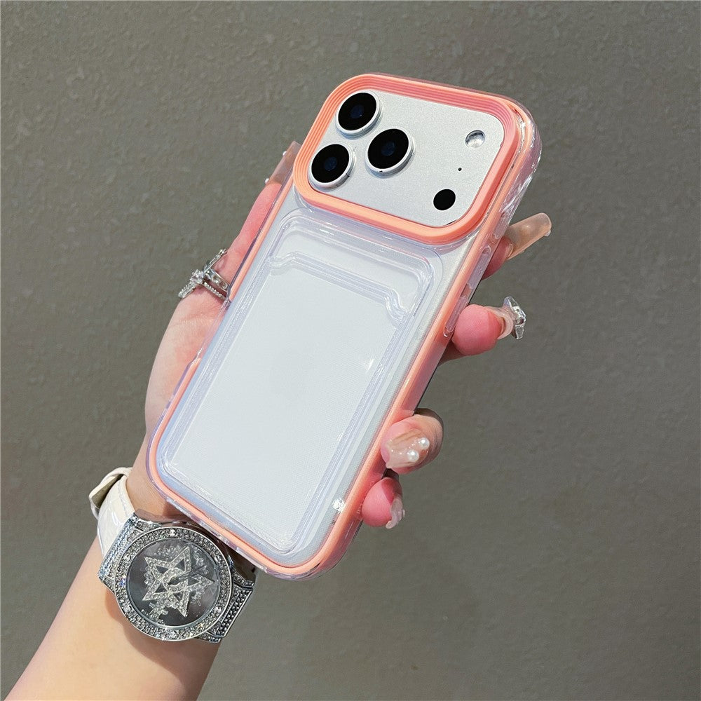 For iPhone 17 Pro Clear Case with Transparent Card Holder Shockproof PC TPU Protective Cover