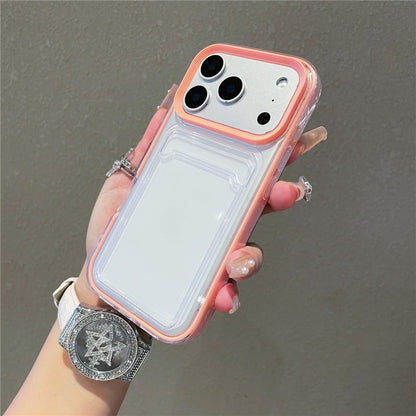 For iPhone 17 Pro Clear Case with Transparent Card Holder Shockproof PC TPU Protective Cover