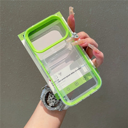 For iPhone 17 Pro Clear Case with Transparent Card Holder Shockproof PC TPU Protective Cover