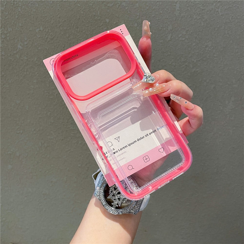 For iPhone 17 Pro Clear Case with Transparent Card Holder Shockproof PC TPU Protective Cover