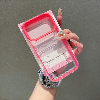 For iPhone 17 Pro Clear Case with Transparent Card Holder Shockproof PC TPU Protective Cover