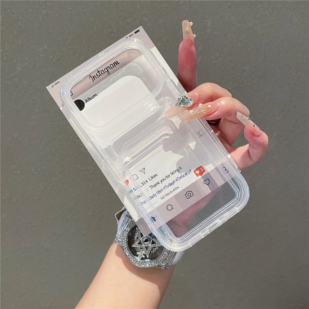For iPhone 17 Pro Clear Case with Transparent Card Holder Shockproof PC TPU Protective Cover