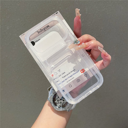 For iPhone 17 Pro Clear Case with Transparent Card Holder Shockproof PC TPU Protective Cover