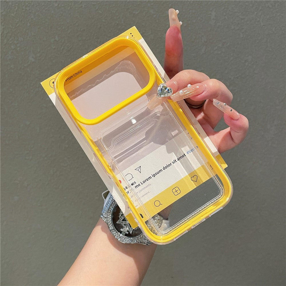 For iPhone 17 Pro Clear Case with Transparent Card Holder Shockproof PC TPU Protective Cover