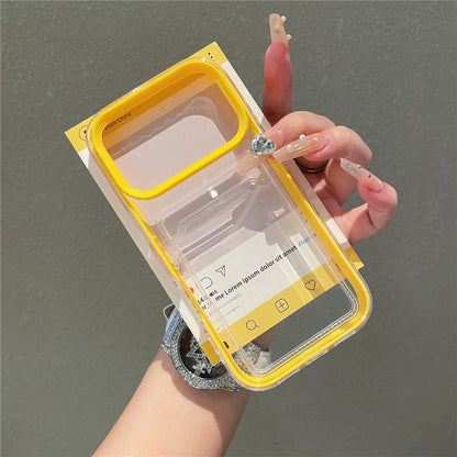 For iPhone 17 Pro Clear Case with Transparent Card Holder Shockproof PC TPU Protective Cover