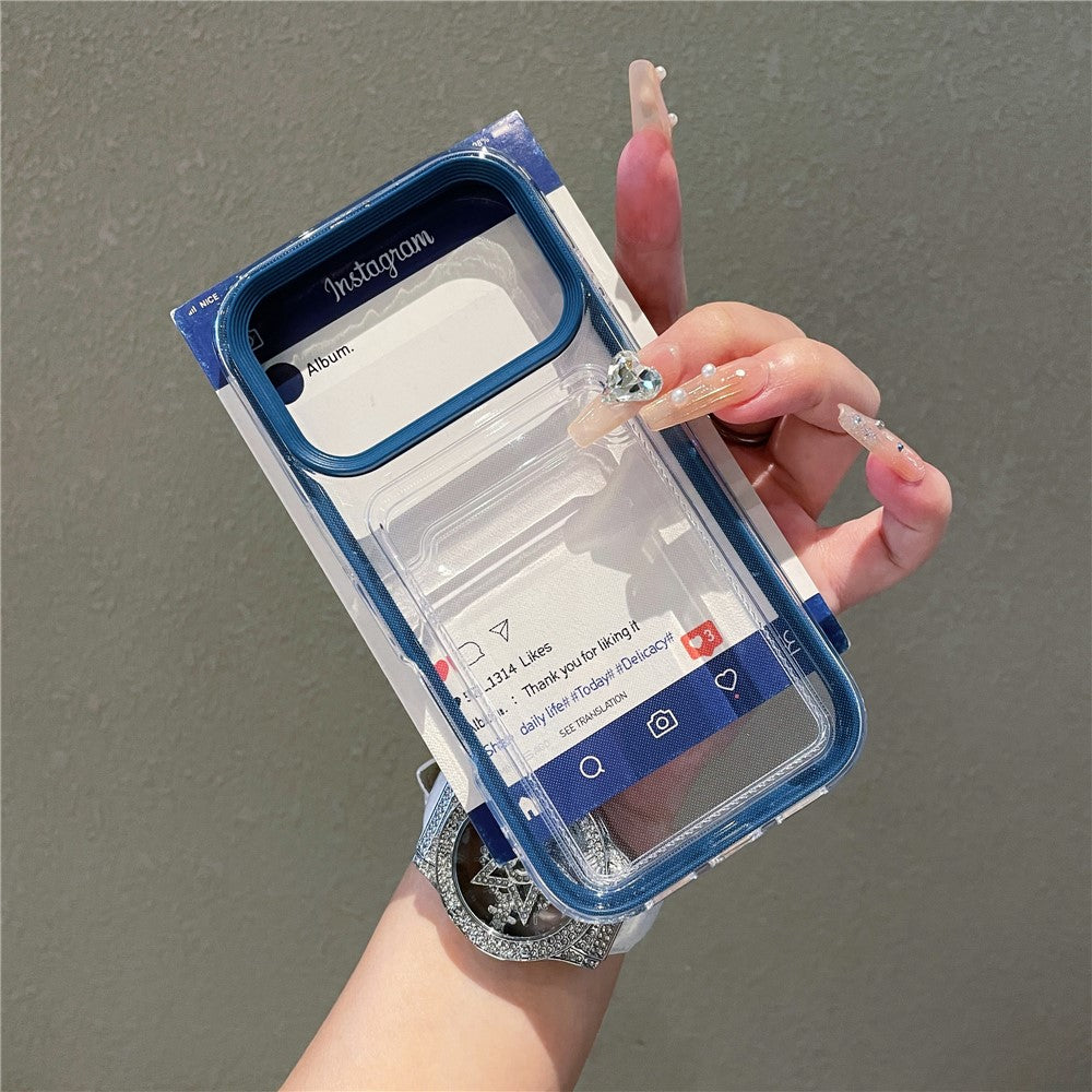 For iPhone 17 Pro Clear Case with Transparent Card Holder Shockproof PC TPU Protective Cover