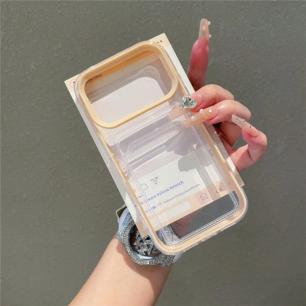 For iPhone 17 Pro Clear Case with Transparent Card Holder Shockproof PC TPU Protective Cover