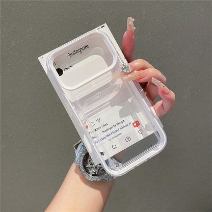 For iPhone 17 Pro Clear Case with Transparent Card Holder Shockproof PC TPU Protective Cover