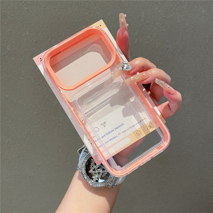 For iPhone 17 Pro Clear Case with Transparent Card Holder Shockproof PC TPU Protective Cover