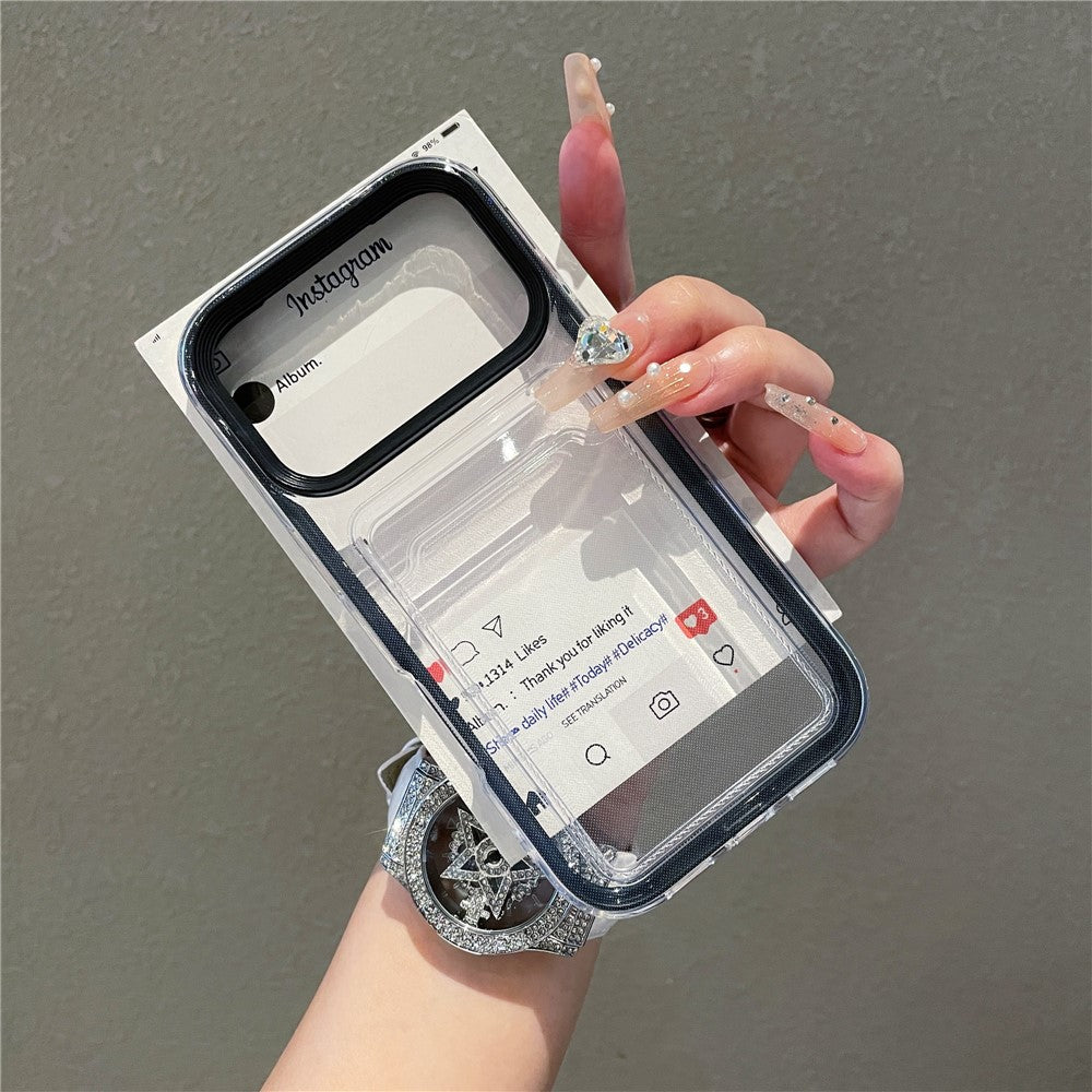 For iPhone 17 Pro Clear Case with Transparent Card Holder Shockproof PC TPU Protective Cover