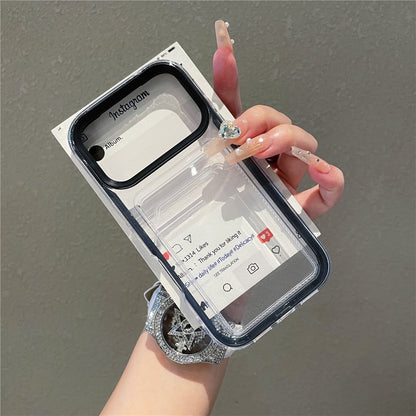 For iPhone 17 Pro Clear Case with Transparent Card Holder Shockproof PC TPU Protective Cover