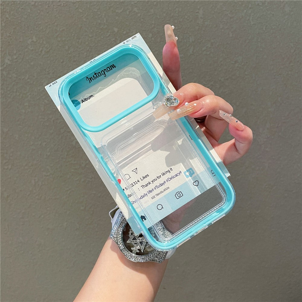 For iPhone 17 Pro Clear Case with Transparent Card Holder Shockproof PC TPU Protective Cover